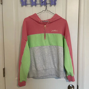 Justice girl’s tri-colored quarter zip hoodie —‎ XL